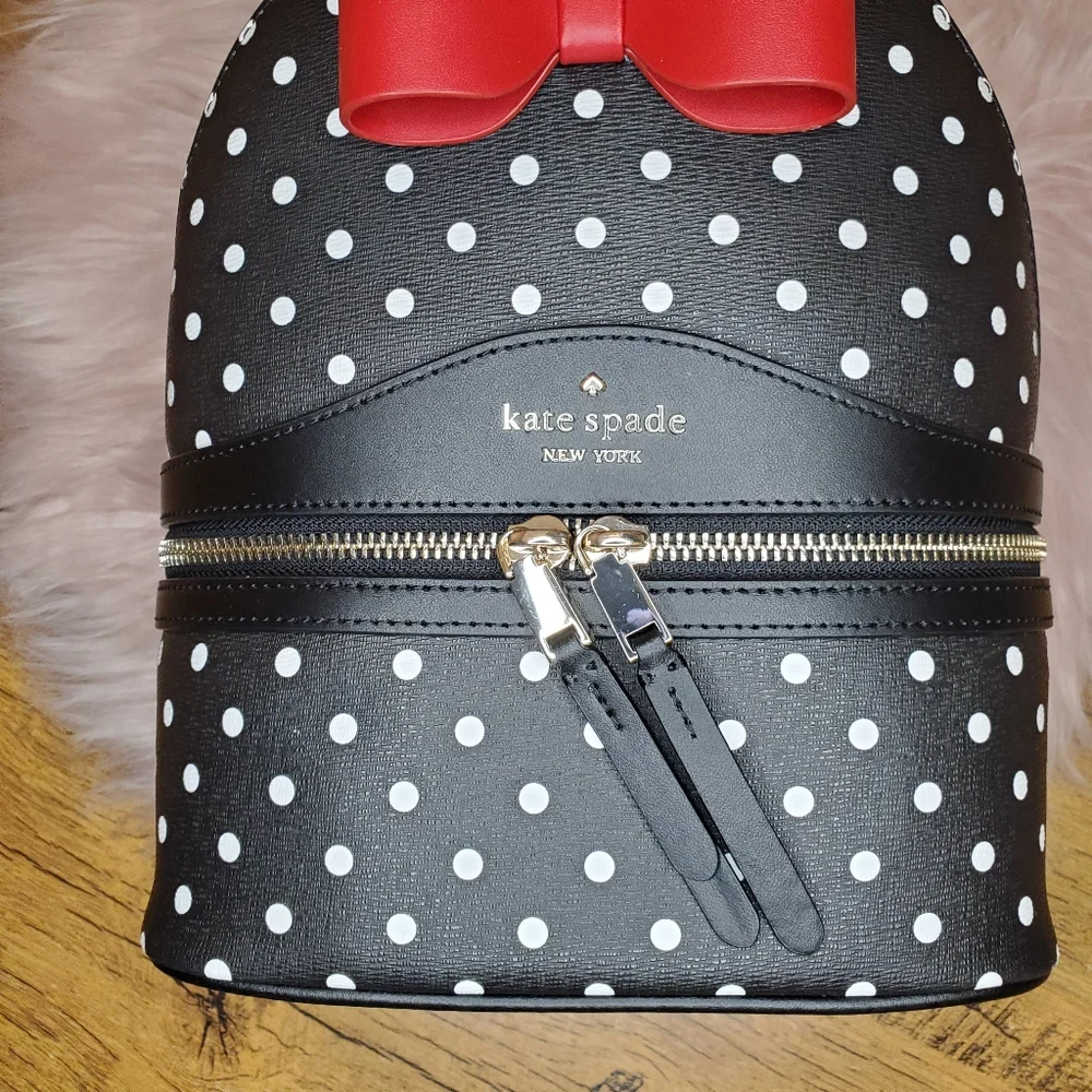 NWT Kate Spade x Disney Minnie Dome Backpack Polka Dot Leather
